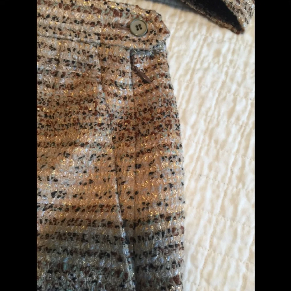 Pristine VTG YSL rive gauche mini skirt suit in earth tones w/bold gold buttons - Picture 14 of 16